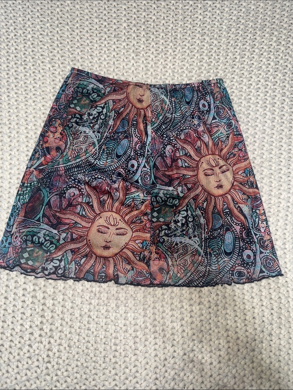Bohemian Sun Print Mini Skirt - Multi